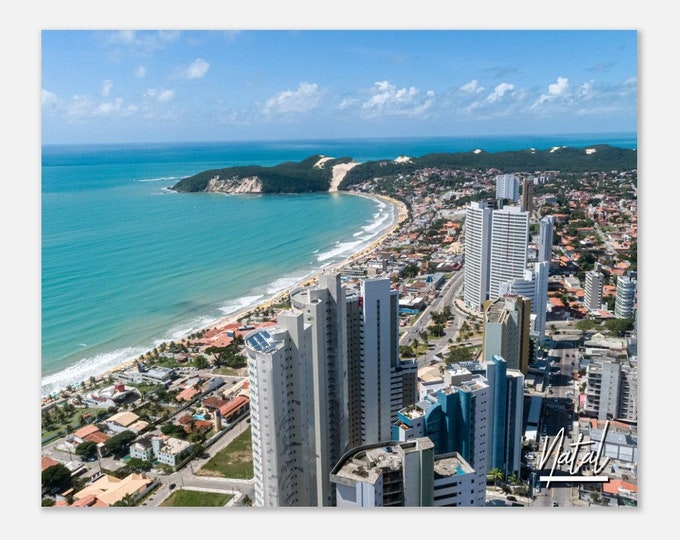 Natal Brazil Coastline Travel Poster Wall Art | Natal Beach Home Decor | Natal Skyscrapers City Digital Print | Natal Skyline Hanging Photo