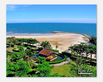 Mui Ne Vietnam Travel Poster Wall Art | Mui Ne Home Decor | Mui Ne Digital Print | Mui Ne Fishing Village Landscape Sea and Houses Photo