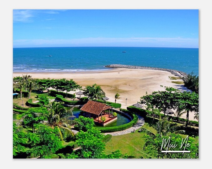 Mui Ne Vietnam Travel Poster Wall Art | Mui Ne Home Decor | Mui Ne Digital Print | Mui Ne Fishing Village Landscape Sea and Houses Photo