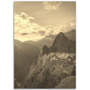 Lima Peru Poster Vintage Print | Retro Machu Picchu Sepia Photo Gift | Lima Peru Wall Art Home Decor | Vertical Lima Travel City Souvenir