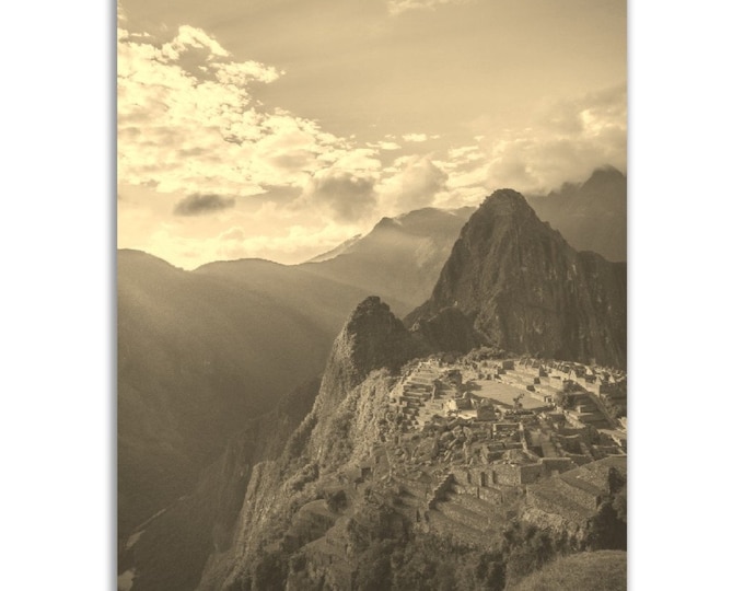 Lima Peru Poster Vintage Print | Retro Machu Picchu Sepia Photo Gift | Lima Peru Wall Art Home Decor | Vertical Lima Travel City Souvenir