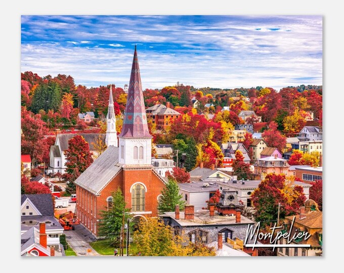 Montpelier Vermont Poster Print Wall Art | Montpelier Autumn Home Decor Gift Hanging | Montpelier Print | Montpelier Horizontal Travel Photo