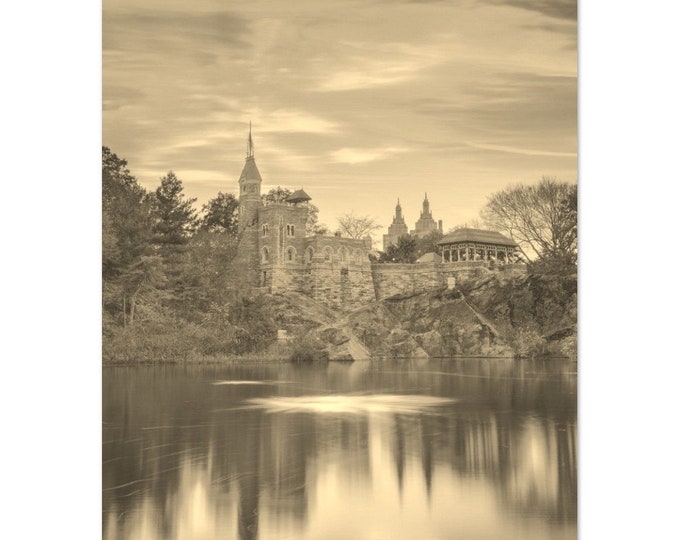 Vintage Central Park New York City Poster | Retro Central Park Cityscape Sepia Print | Central Park Wall Art Home Decor Print Travel Photo