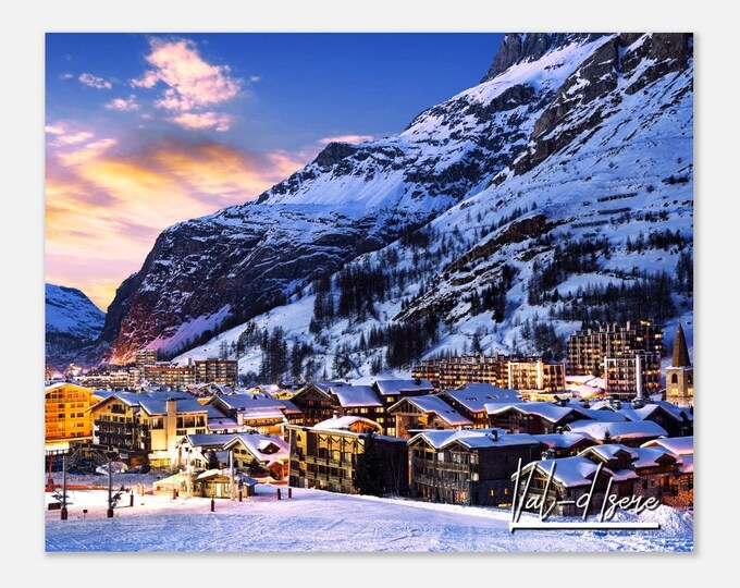 Val-d’Isere France Poster Wall Art | Val-d’Isere Alps Home Decor | Val-d’Isere Winter Print | Val-d’Isere Evening Landscape Travel Photo
