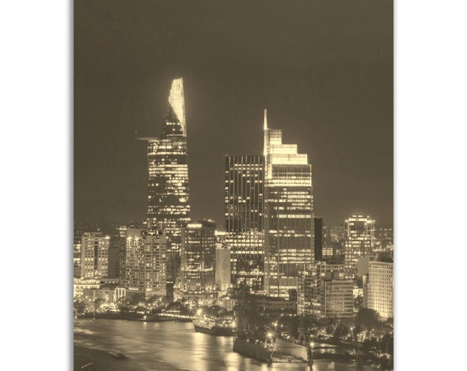 Ho Chi Minh City Poster Vintage Print | Vietnam Sepia Photo Gift | Vietnamese Wall Art Asian Style Home Decor Vertical Travel City Souvenir