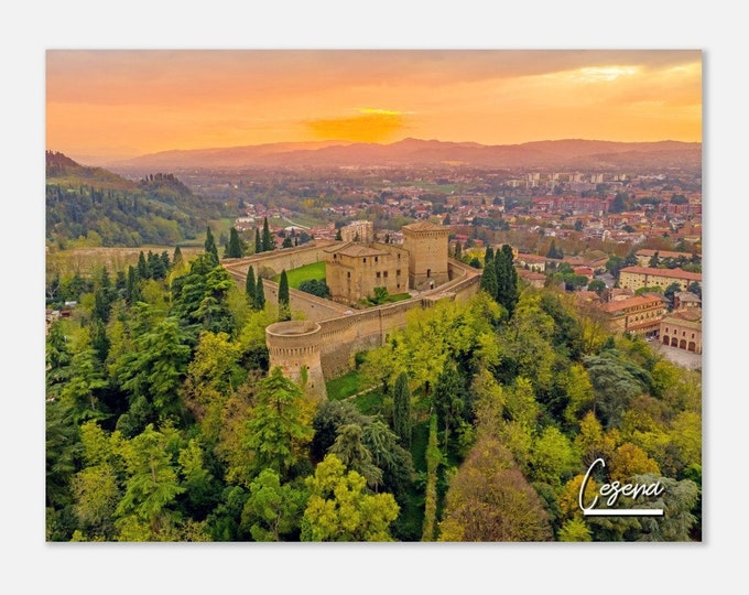 Cesena Italy Print Wall Art | Cesena Home Decor | Cesena City Silhouette Poster Print | Cesena City Sunset Horizontal | Cesena Travel Photo