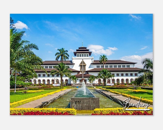 Bandung Indonesia Poster Wall Art | Bandung Home Decor | Bandung Digital Print | Bandung Gedung Sate Horizontal | Bandung  Travel Photo Gift