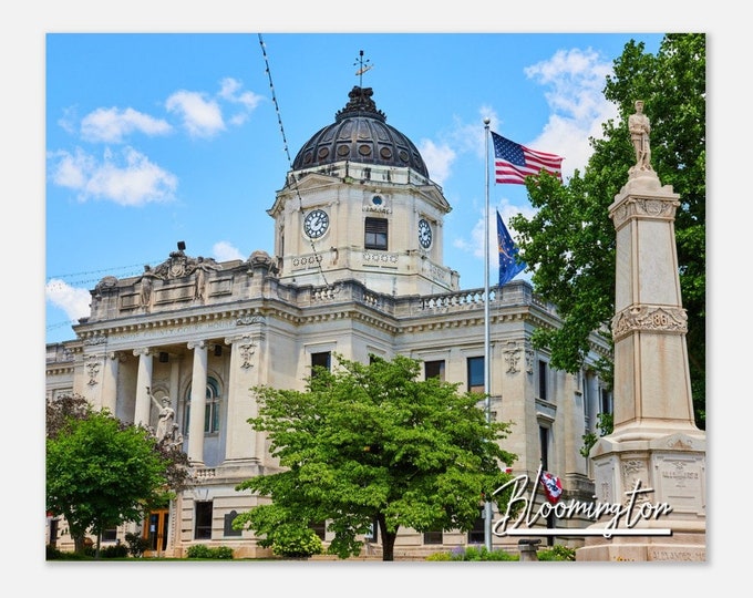 Bloomington Indiana Poster Print Wall Art | Indiana Courthouse Home Decor Gift Prints Collectibles | Bloomington IN Horizontal Travel Photo