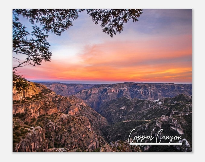 Copper Canyon Mexico Travel Poster Wall Art | Copper Canyon Sunset Home Decor Print | Copper Canyon Mountain Horizontal Hangings Photo Gift