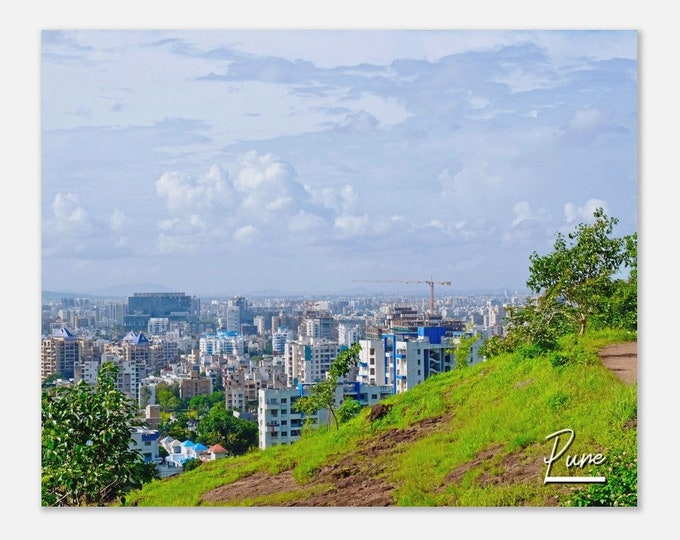 Pune India Travel Poster Wall Art | Pune Town Home Decor | Pune Cityscape Print | Pune Cloudy Horizontal | Pune Skyline Hangings Photo Gift