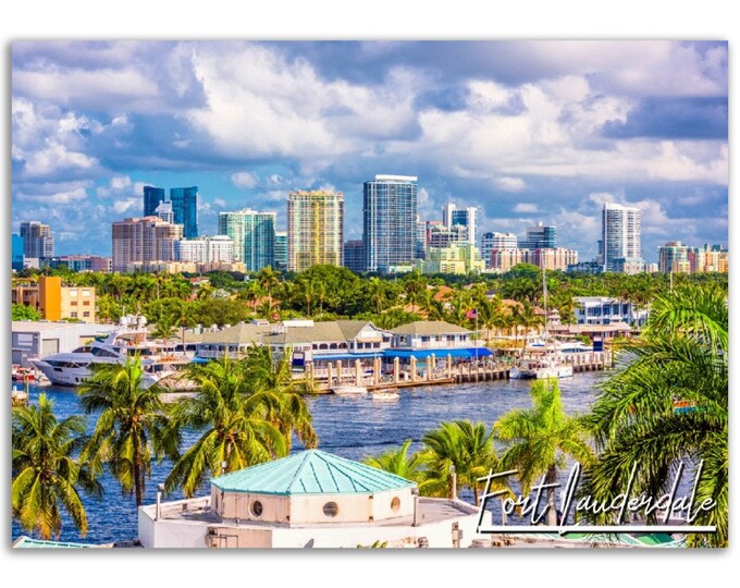 Fort Lauderdale Florida Poster Print Wall Art | USA Cityscape Home Decor Gift Hangings | Florida Digital Prints | Horizontal Travel Photo
