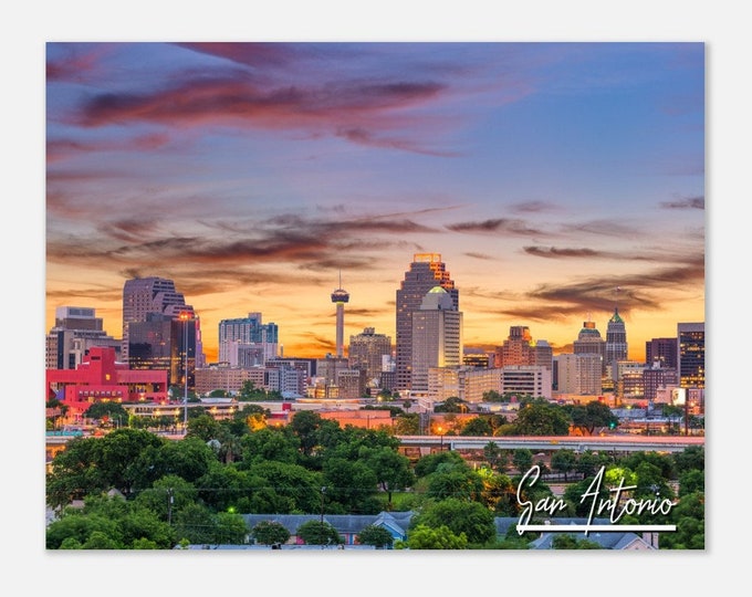 San Antonio Texas Skyline Poster Print Wall Art | San Antonio Cityscape Home Decor Gift Hangings | San Antonio TX US Horizontal Travel Photo
