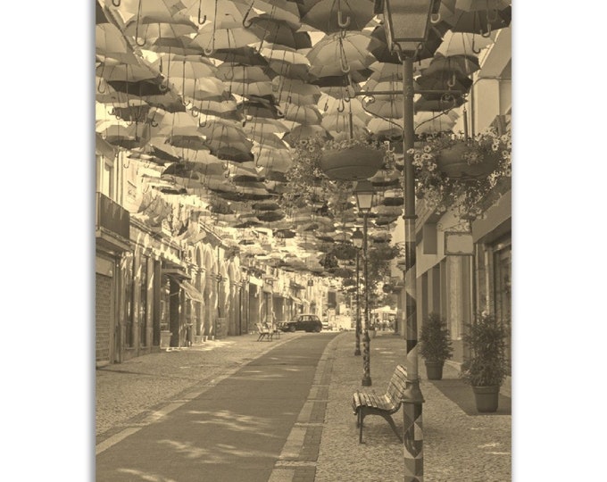 Vintage Aveiro Portugal Poster Print | Retro Aveiro City Street Black White Sepia Photo Gift | Aveiro Wall Art Home Decor | Vertical Poster