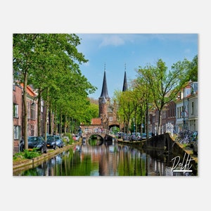 Delft Netherlands Street Poster Wall Art | Delft Home Decor | Delft Digital Print | Delft Horizontal | Delft Night Hangings Travel Photo