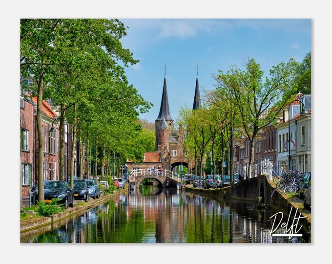 Delft Netherlands Street Poster Wall Art | Delft Home Decor | Delft Digital Print | Delft Horizontal | Delft Night Hangings Travel Photo