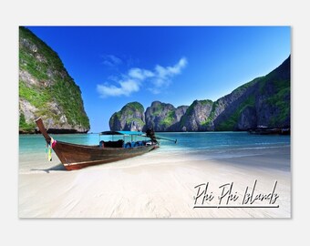Phi Phi Islands Thailand Poster Wall Art | Phi Phi Beach Islands Home Decor Print  | Phi Phi Islands Coastal Limestone Cliff  Travel Photo