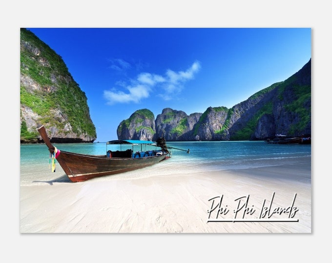 Phi Phi Islands Thailand Poster Wall Art | Phi Phi Beach Islands Home Decor Print  | Phi Phi Islands Coastal Limestone Cliff  Travel Photo