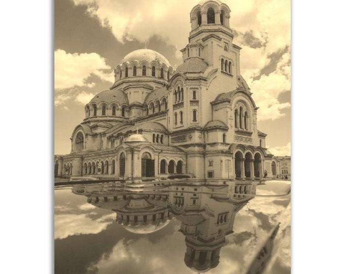 Sofia Poster Vintage Bulgaria Print | Retro Sofia Church Sepia Photo Gift | Sofia Wall Art Home Decor | Vertical Sofia Travel City Souvenir