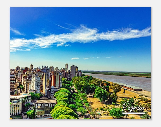 Rosario Argentina Travel Poster Wall Art | Rosario Home Decor Digital Print | Rosario Paraná River Horizontal | Rosario Cityscape Photo Gift