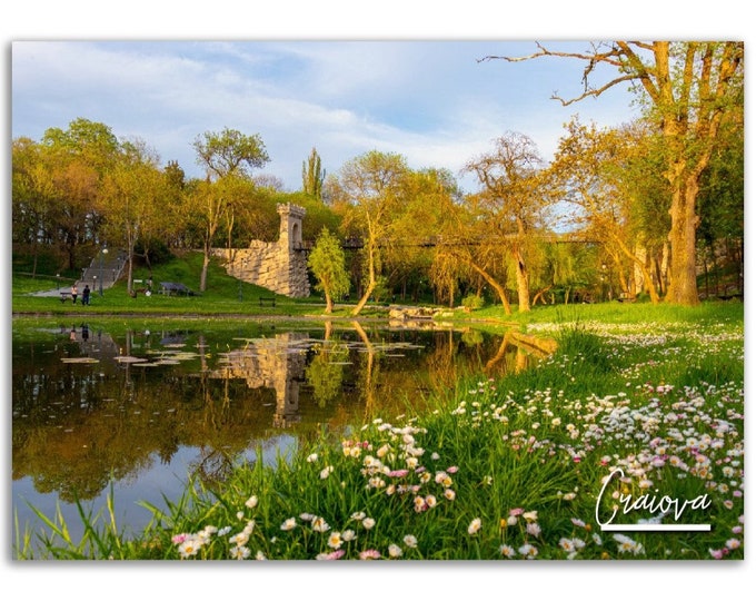 Craiova Poster Print Romania Wall Art | Craiova Park Photo Summer Pond Home Decor | Craiova Travel Gift | Craiova Horizontal Photography