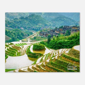 Guilin China reizen poster kunst aan de muur | Guilin-huisdecoratie | Guilin Yaoshan bergprint | Guilin Hillside rijstterrassen landschap fotocadeau