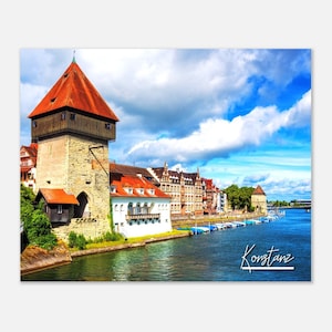 Konstanz Germany Poster Wall Art | Konstanz Home Decor | Konstanz Digital Print | Medieval Rhine Gate Tower | Konstanz Hangings Travel Photo