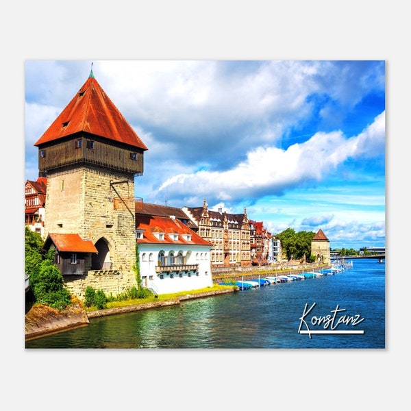 Konstanz Germany Poster Wall Art | Konstanz Home Decor | Konstanz Digital Print | Medieval Rhine Gate Tower | Konstanz Hangings Travel Photo