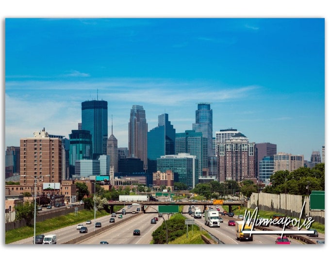 Minneapolis Poster Minnesota Print Wall Art | Minneapolis Skyline Home Decor Gift | Minneapolis Digital Prints | Horizontal Travel Photo