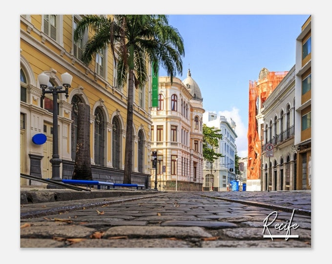 Recife Brazil Travel Poster Wall Art | Recife Home Decor | Recife Rua do Bom Street Print | Recife Old Buildings | Recife Hangings Photo