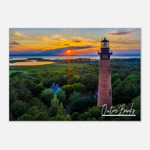Outer Banks North Carolina Poster Print Wall Art | Nature Home Decor Gift Hangings | Lighthouse Prints Collectibles Horizontal Travel Photo