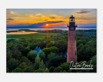 Stampa del faro di Outer Banks: arte murale costiera della Carolina del Nord