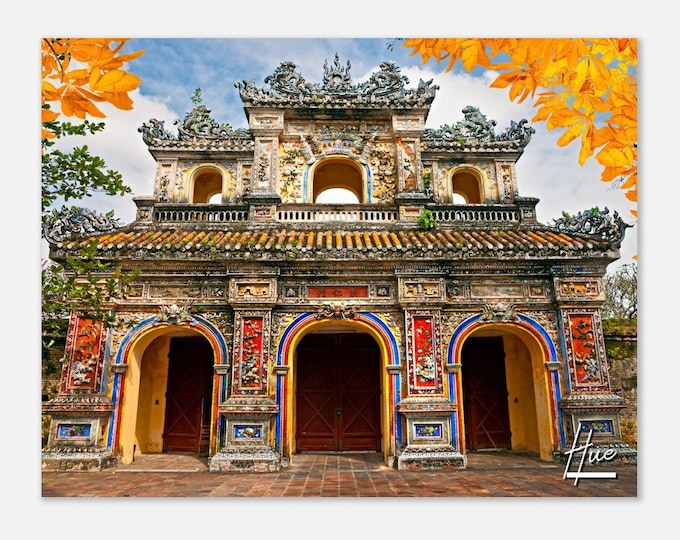 Hue Vietnam Travel Poster Wall Art | Hue Home Decor | Hue Skyline Digital Print | Hue Horizontal | Hue Entrance to Fortress Hangings Photo