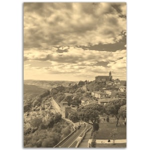 Vintage Tuscany Print: Sepia Italy Travel Poster