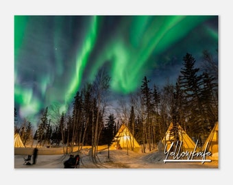 Yellowknife Aurora Borealis Poster: Canada Mountain Landscape Art Print