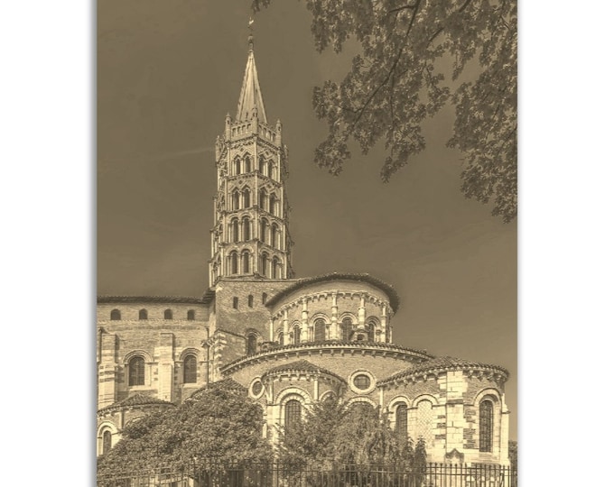 Toulouse Poster Vintage France Print | Retro Toulouse Sepia Photo Gift | Toulouse Wall Art Home Decor | Vertical Toulouse Travel City Photo