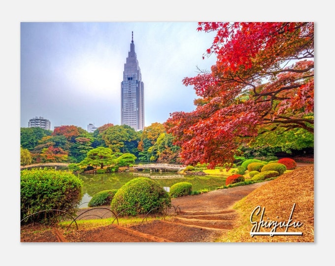 Shinjuku Japan Travel Poster Wall Art | Shinjuku Home Decor | Shinjuku Autumn Park Print | Shinjuku Horizontal | Shinjuku Hangings Photo