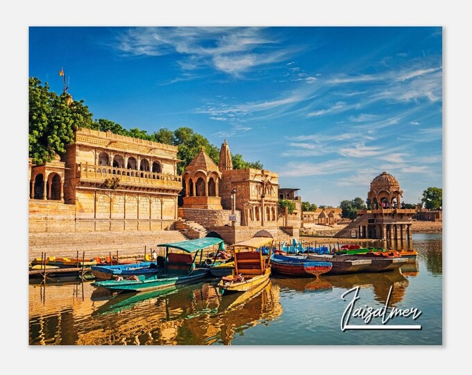 Jaisalmer India Print Wall Art | Jaisalmer Home Decor | Jaisalmer Poster Print | Gadi Sagar Lake Boat | Jaisalmer Coast Travel Photo