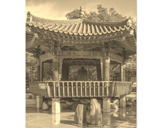 Vintage Daegu South Korea Travel Poster Print Wall Art | Retro Daegu Asia Temple Home Decor | Daegu Print Vertical | Daegu Sepia Photo Gift