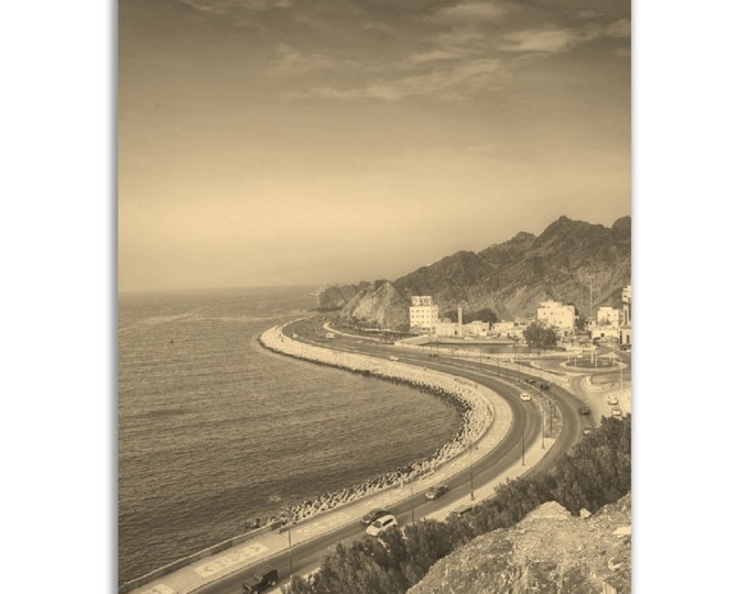 Muscat Poster Vintage Oman Print | Retro Muscat Sepia Photo Gift | Muscat Wall Art Middle East Home Decor Vertical Muscat Travel City Print