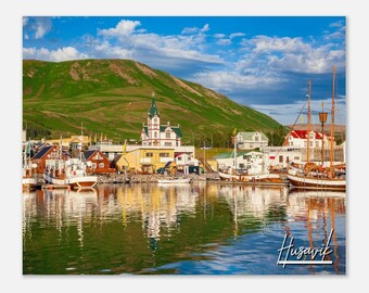 Husavik Iceland Coastal Print: Skyline Travel Photo