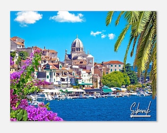Sibenik Croatia Poster: UNESCO Town Coastline Art Print
