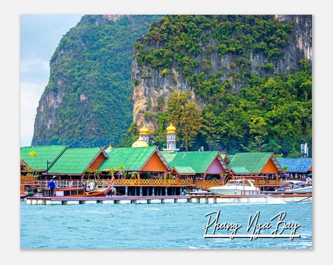 Phang Nga Bay Thailand Poster Wall Art | Village Home Decor | Village Water Digital Print | Andaman Sea Horizontal Hangings Travel Photo