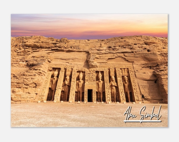 Simbel Abu Egypt Poster Print Wall Art | Abu Simbel Home Decor | Abu Simbel Nefertari Temple Egypt Art Print | Sunset Travel Photo Present