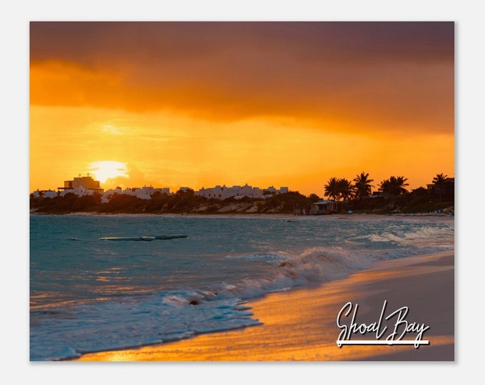 Shoal Bay Anguilla Poster Wall Art | Shoal Bay Sunset Home Decor | Shoal BayPrint | Shoal Bay Caribbean Sea Horizontal  Hangings Photo Gift