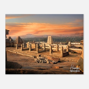 Hampi India Travel Poster Wall Art | Hampi Home Decor | Historic Virupaksha Temple Hampi Digital Print | Hampi Horizontal Skyline  Photo