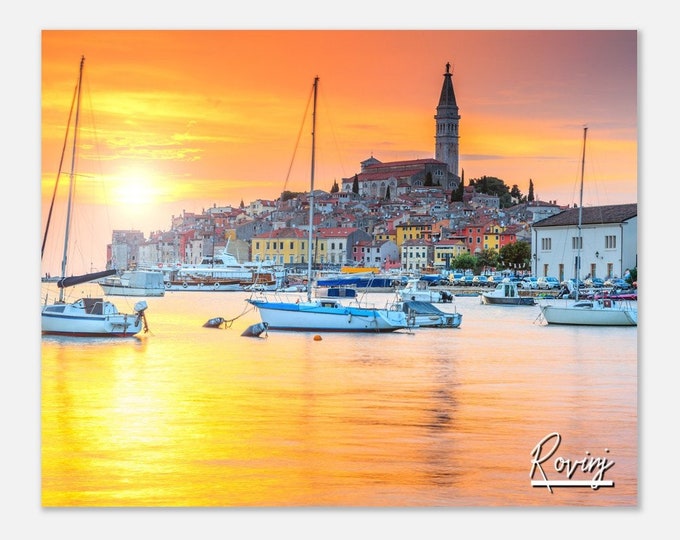 Rovinj Croatia Travel Poster Wall Art | Rovinj Boats Old Town Home Decor | Rovinj Fishing Port Digital Print | Rovinj Coast Hangings Photo