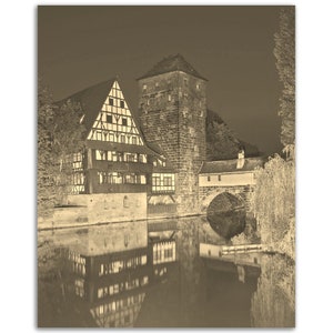 Nuremberg Poster Vintage Print | Retro Nuremberg Black and White Sepia Photo Gift | Nuremberg Wall Art Home Decor | Vertical Nuremberg City