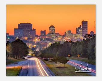 Columbia South Carolina Skyline Poster: Cityscape Travel Photo Print