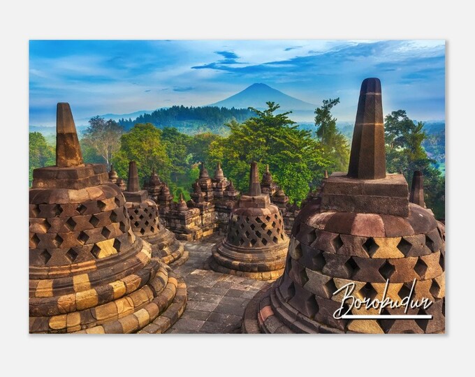 Borobudur Indonesia Travel Poster Wall Art | Borobudur Temple Home Decor | Borobudur Rainforest Digital Print | Borobudur Hangings Photo