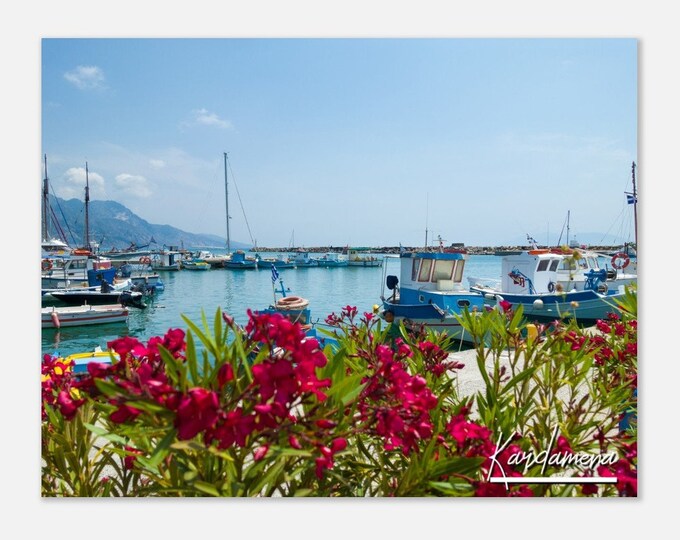Kardamena Kos Poster Wall Art | Kardamena Home Decor | Kardamena Coastal Print | Kardamena Flower Horizontal | Kardamena Travel Photo